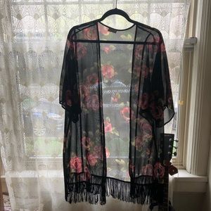 Fringe rose kimono